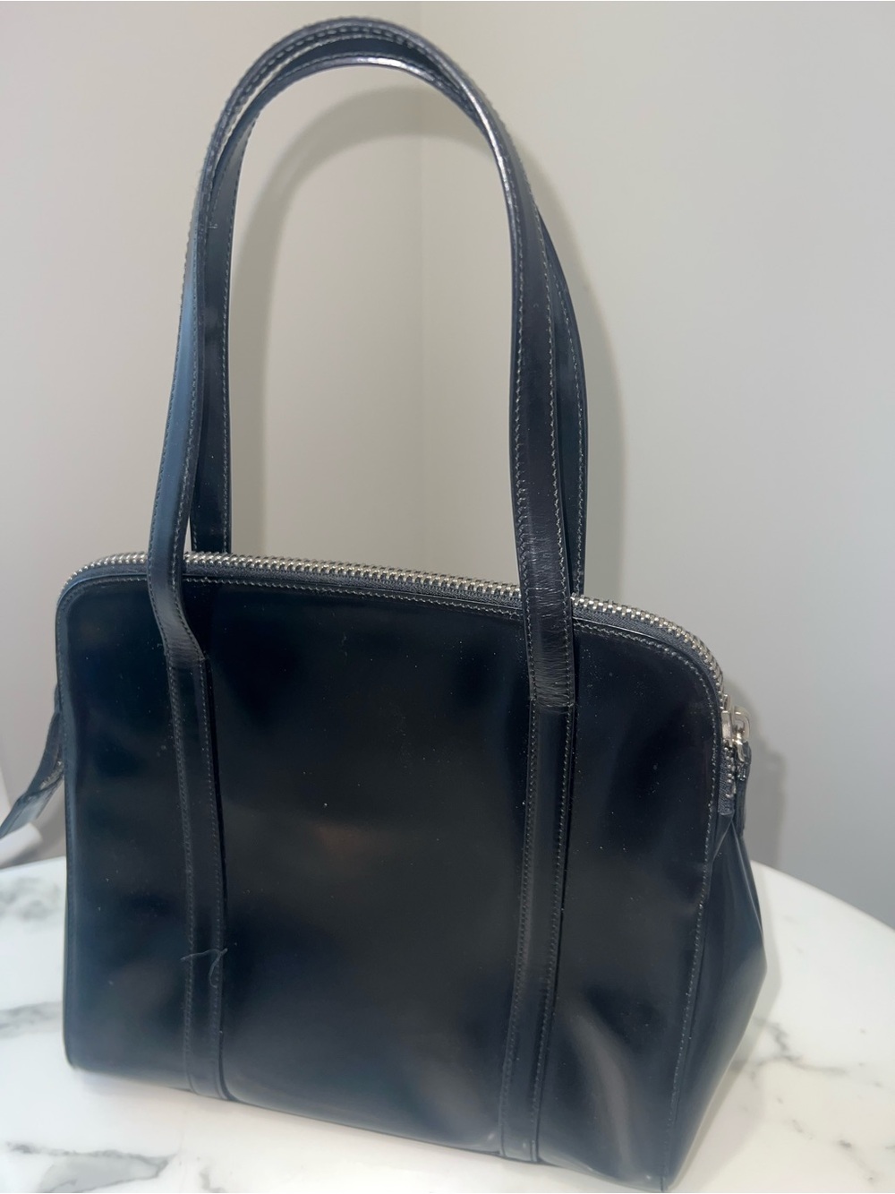 90s Vintage Prada Spazzolato bag In Black Noir CBK Carolyn Bessette Kennedy - Picture 6 of 12